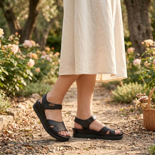 AYANA-G Kadın Deri Sandalet Siyah - Forelli (1)