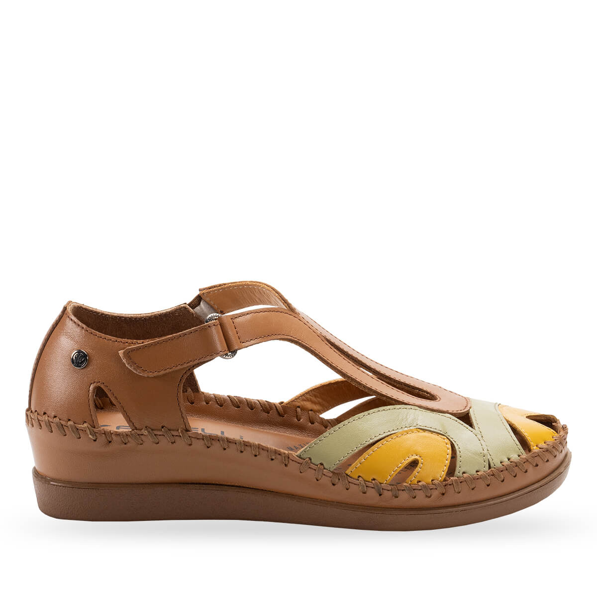 sena　レディース　GB S SALLY-G Kadın Deri Sandalet Taba-Yeşil | Forelli